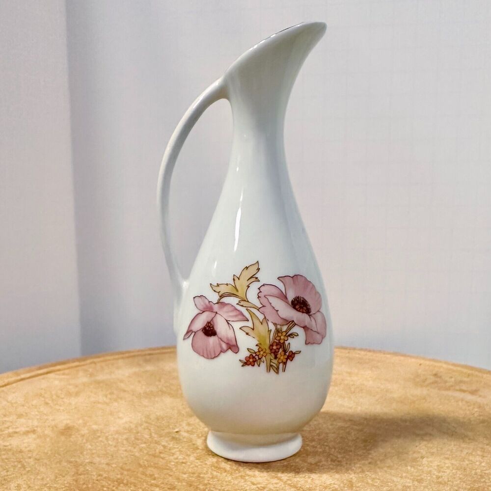 Vintage Porcelana Schmidt Brasil by Leart Floral Vase White Porcelain
